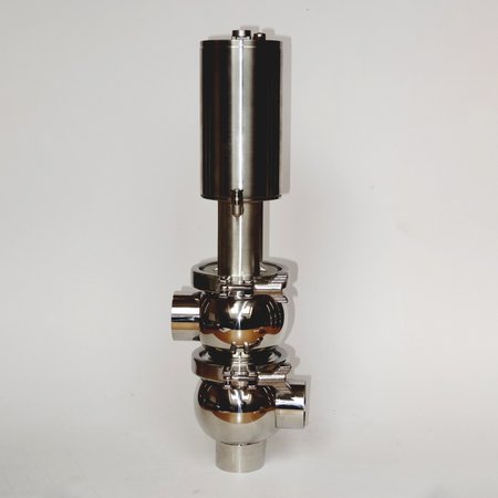 Сідельний клапан нержавіючий AISI 316 під зварювання Ду 65 тип LL з пневмоприводом